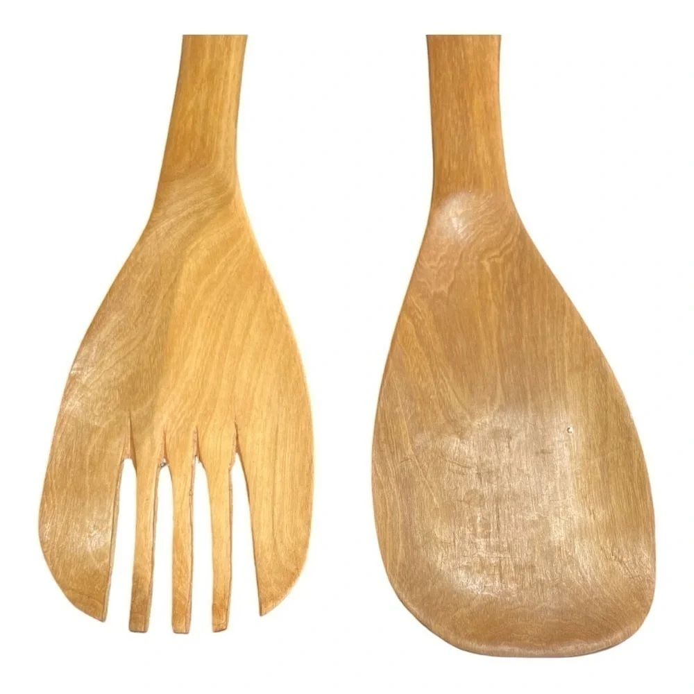 Wood Carved Painted Zebra Salad Servers from Kenya